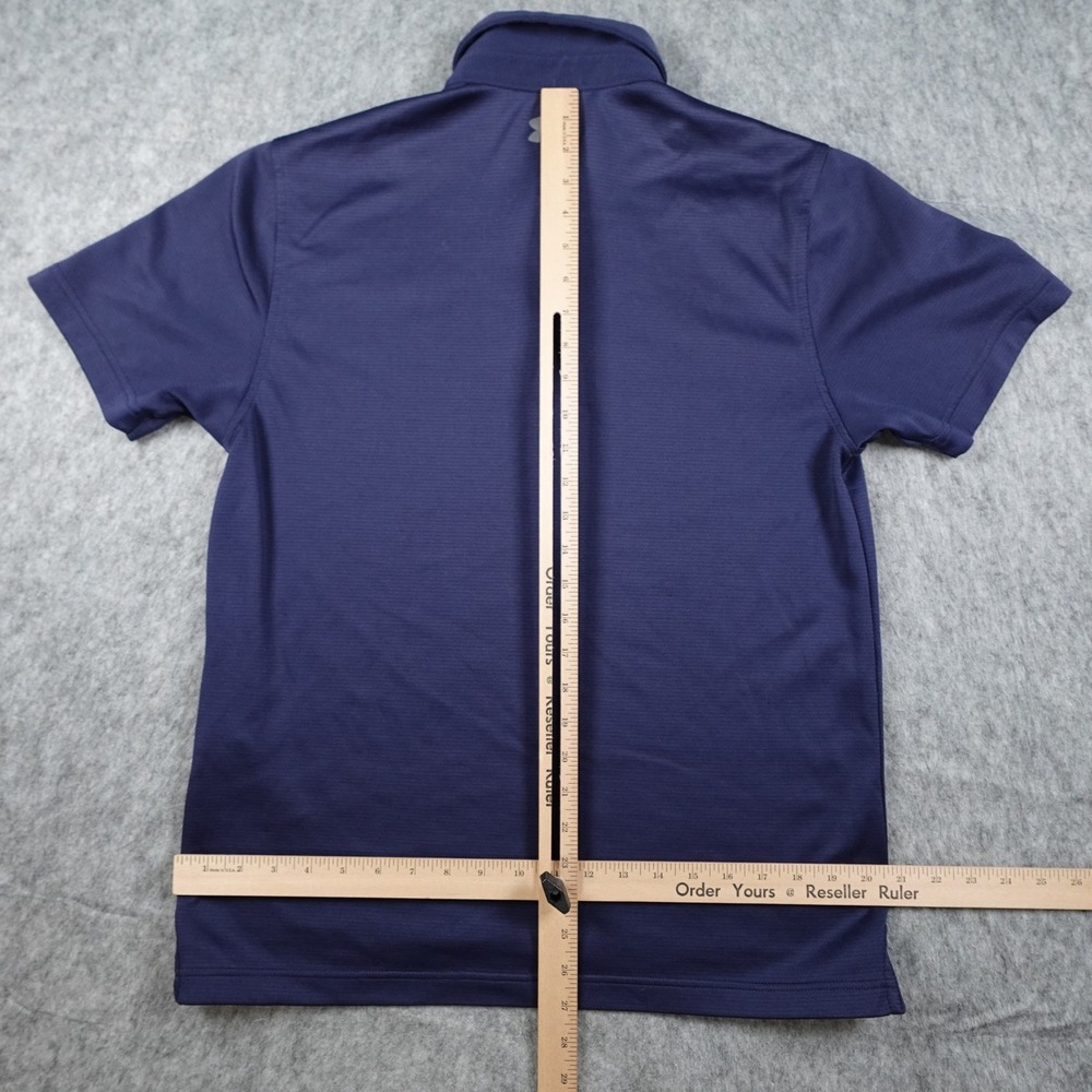 Under Armour Polo Shirt Mens Medium Blue Tech Golf HeatGear Loose Short Sleeve - Picture 12 of 16